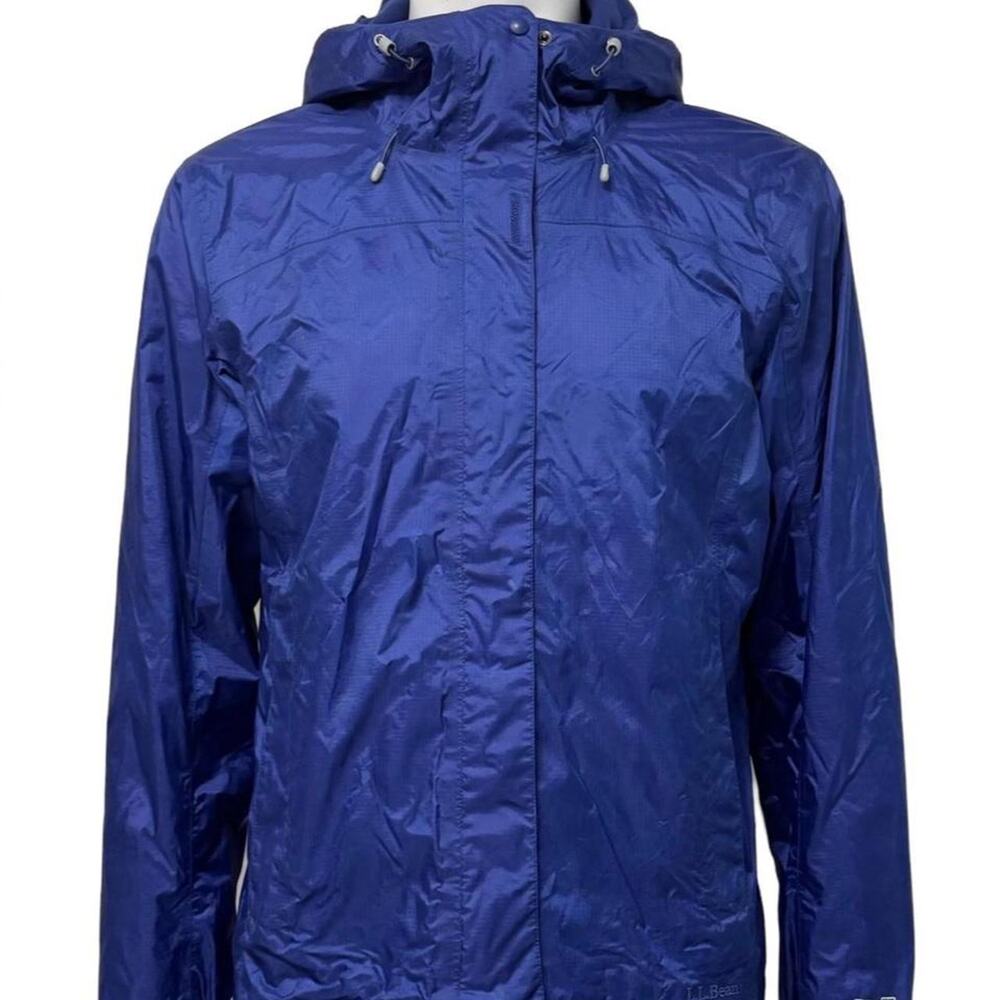 L.L.Bean TEK 2.5 Rain Jacket Womens XL REG Blue Waterproof Hooded Fleece Lined